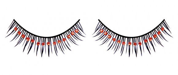 Чёрные ресницы средней длины с красными стразами Чёрные ресницы средней длины с красными стразами