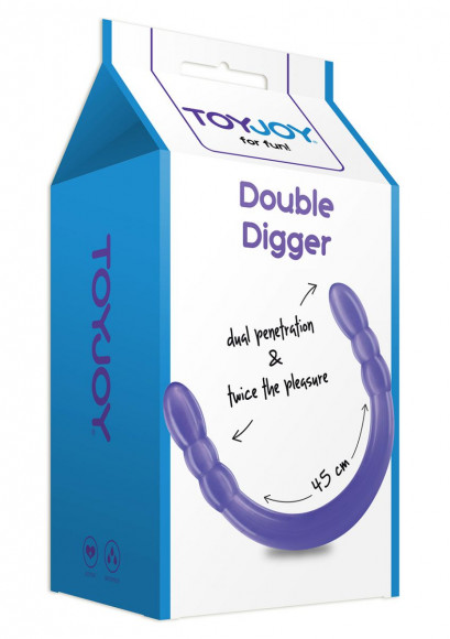 Фиолетовый двусторонний фаллоимитатор DOUBLE DIGGER DONG - 45 см.