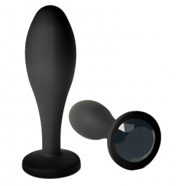 Черная анальная пробка с черным кристаллом - 11 см. Черная анальная пробка с черным кристаллом - 11 см.