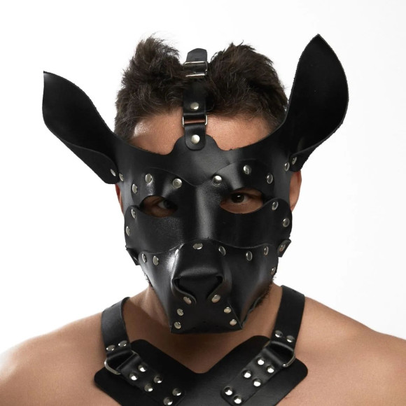Черная кожаная маска «Собака» Черная кожаная маска «Собака»