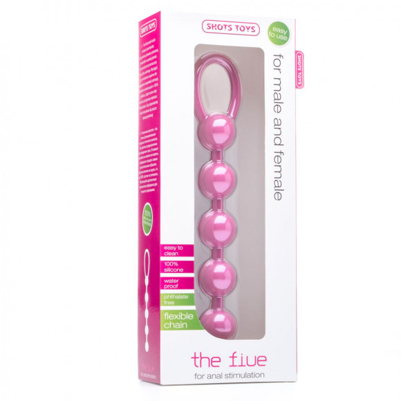 Розовая анальная цепочка - 23 см.
