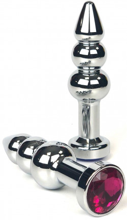 Серебристая пробка-ёлочка с красным кристаллом - 11 см.