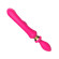 Розовый двусторонний вибромассажёр с клиторальным отростком - 30 см.