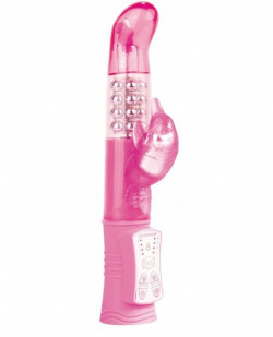 Розовый перезаряжаемый вибратор Rechargeable Dolphin с дельфинчиком - 22 см.