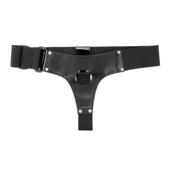 Чёрные лаковые трусики для страпона Чёрные лаковые трусики для страпона