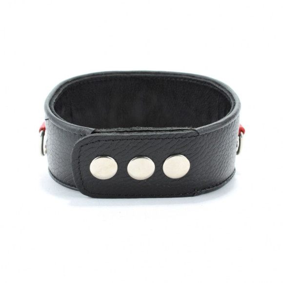 Черно-красный кожаный ошейник с металлическими клепками Черно-красный кожаный ошейник с металлическими клепками