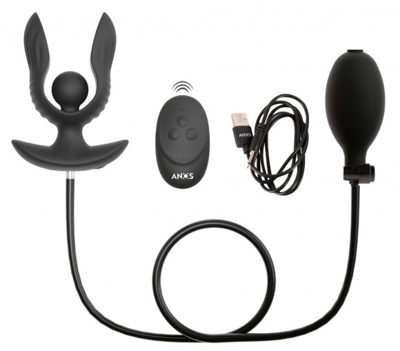 Черная расширяющаяся анальная пробка с вибрацией RC Inflatable Expander Plug with Vibration Черная расширяющаяся анальная пробка с вибрацией RC Inflatable Expander Plug with Vibration