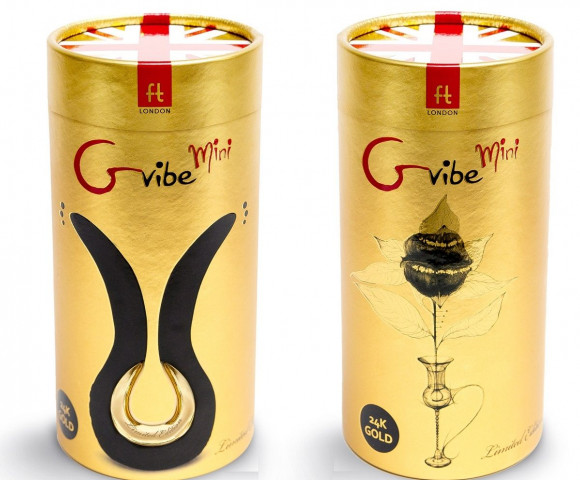 Чёрный сплит-вибратор Gvibe Mini Gold с покрытием золотом