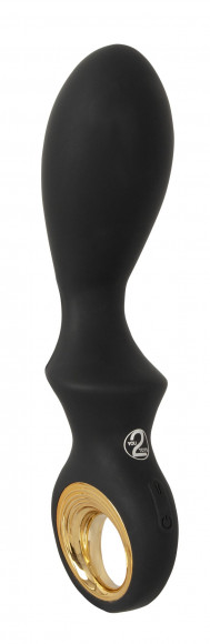 Черный вибратор для точки G с функцией расширения - 18,1 см.