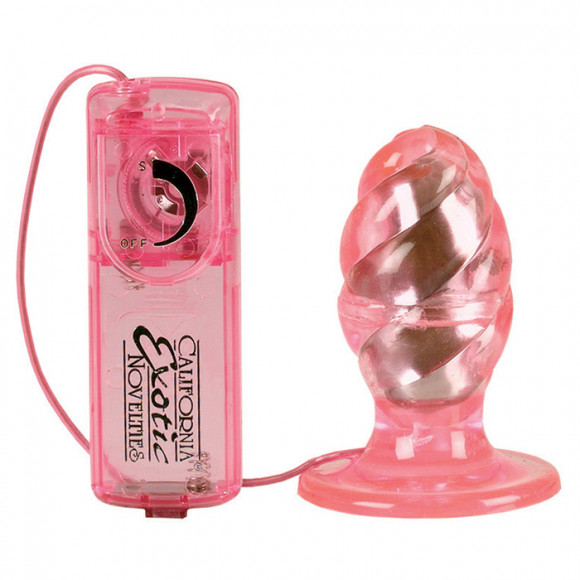 Розовая анальная пробка с вибрацией - 9 см. Розовая анальная пробка с вибрацией - 9 см.