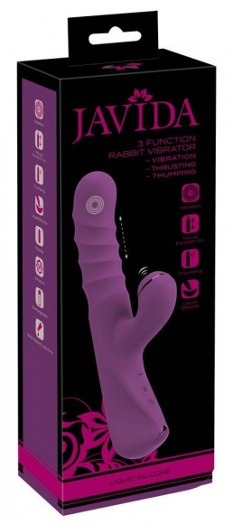 Фиолетовый вибратор-кролик с функцией постукивания и фрикциями 3 Function Rabbit Vibrator - 23,7 см. Фиолетовый вибратор-кролик с функцией постукивания и фрикциями 3 Function Rabbit Vibrator - 23,7 см.