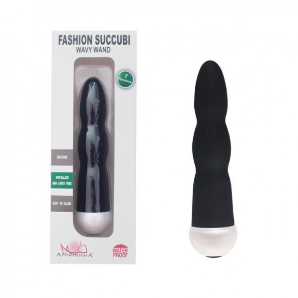 Черный вибратор Fashion Succubi Wavy Wand - 14,5 см. Черный вибратор Fashion Succubi Wavy Wand - 14,5 см.
