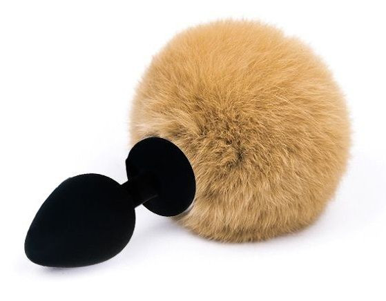 Черный анальный плаг Vander с бежевым пушистым хвостиком Черный анальный плаг Vander с бежевым пушистым хвостиком