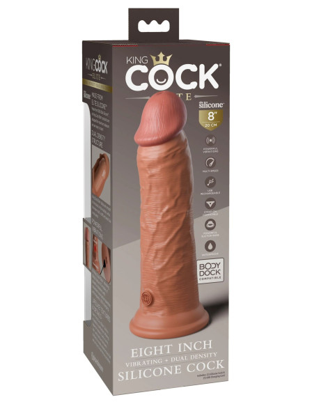 Карамельный вибратор-реалистик 8  Vibrating Silicone Dual Density Cock - 22 см.