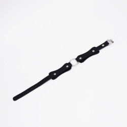 Черный кожаный ошейник с кольцом