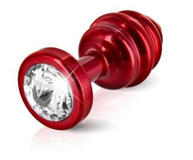 Красный анальный плаг с винтовым рельефом  ANNI Ano red plated T2 - 7,5 см.