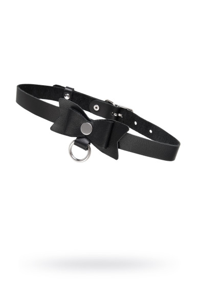 Черный чокер-ошейник с бабочкой и колечком