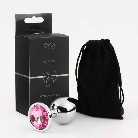 Серебристая коническая анальная пробка с розовым кристаллом - 9 см. Серебристая коническая анальная пробка с розовым кристаллом - 9 см.