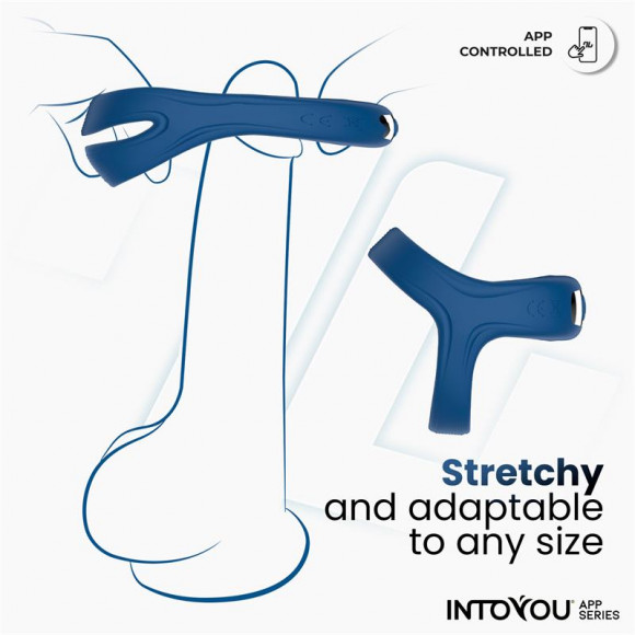 Синее интерактивное эрекционное виброкольцо Rank