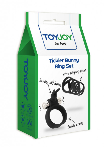 Набор чёрных насадок TICKLER BUNNY RING SET 