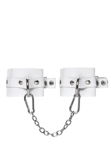Белые мягкие кожаные оковы с люверсами