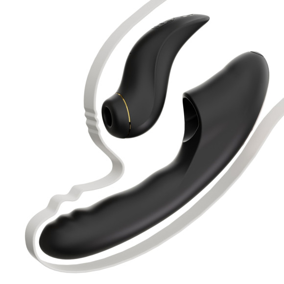 Черный вибратор с возвратно-поступательными движениями и вакуумом Fatima - 19,2 см. Черный вибратор с возвратно-поступательными движениями и вакуумом Fatima - 19,2 см.