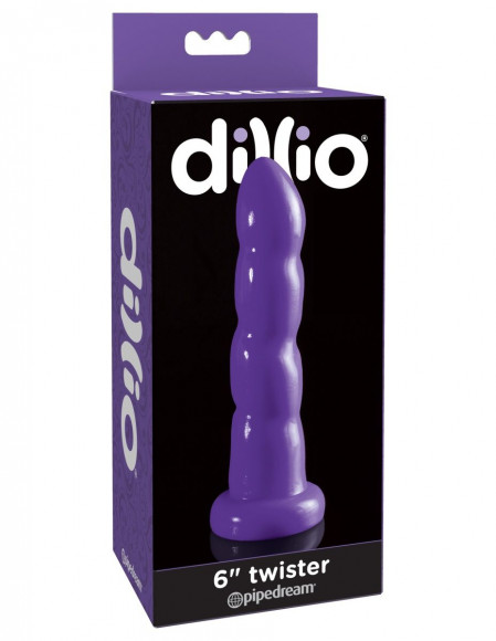 Фиолетовый стимулятор на присоске 6  Twister - 18,4 см.