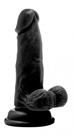 Чёрный фаллоимитатор Realistic Cock 6  With Scrotum - 15 см.