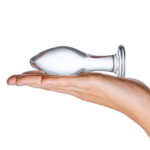 Прозрачная округлая анальная пробка Classic Glass Butt Plug - 10 см.