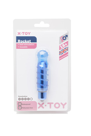 Синяя вибропуля с насадкой Rocket Синяя вибропуля с насадкой Rocket