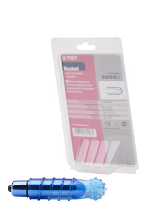 Синяя вибропуля с насадкой Rocket Синяя вибропуля с насадкой Rocket