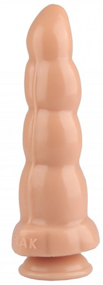 Телесный рельефный анальный фаллоимитатор - 22 см.