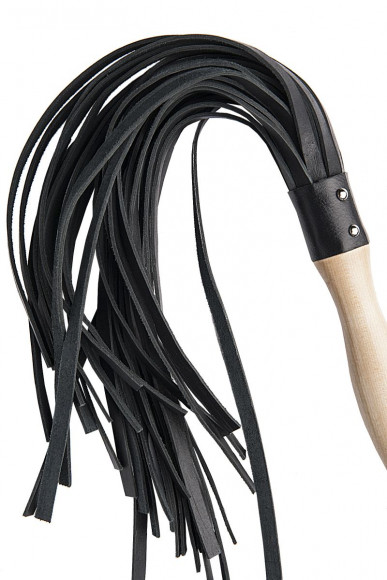 Двусторонний флоггер с черными хвостами разной жесткости - 100 см. Двусторонний флоггер с черными хвостами разной жесткости - 100 см.
