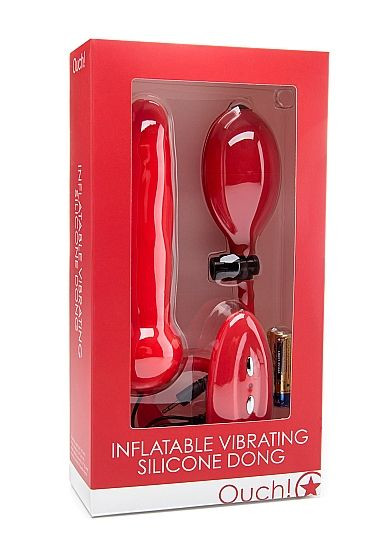 Красный расширяющийся анальный виброплаг - 15,5 см.