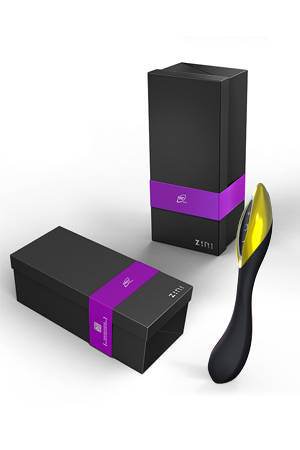 Вибратор ZINI RAN черного цвета с золотыми вставками Вибратор ZINI RAN черного цвета с золотыми вставками