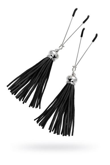 Зажимы на соски «Вилки» с черными кисточками из замши