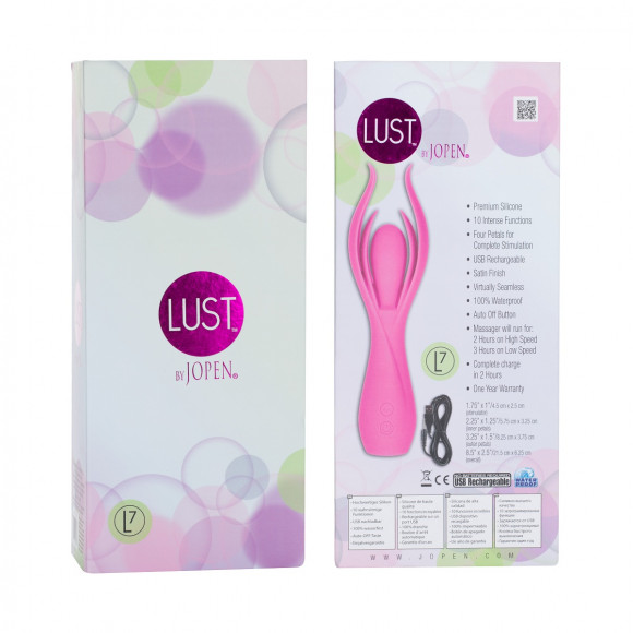 Розовый вибромассажер с двойными лепестками Lust by JOPEN L7 