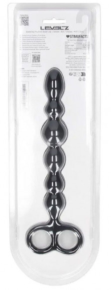 Черная анальная цепочка Beaded Silicone Anal Probe with Double Loop - 24 см.