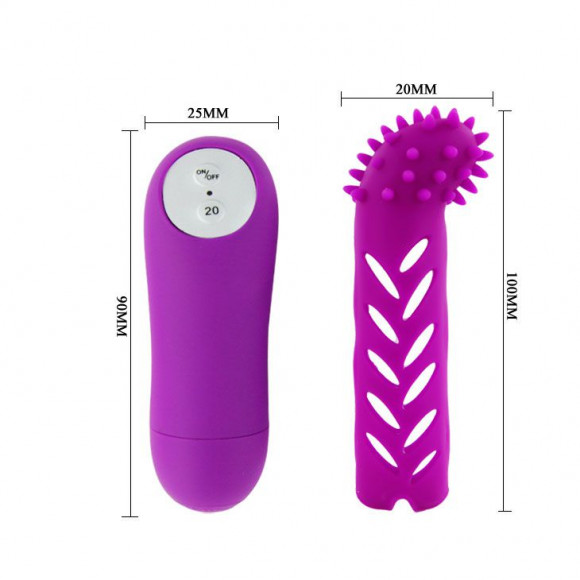 Лиловый вибратор MAGIC X20 с насадкой и пультом ДУ - 10 см. Лиловый вибратор MAGIC X20 с насадкой и пультом ДУ - 10 см.