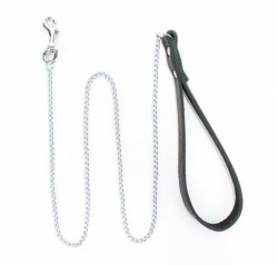 Металлический поводок с кожаной ручкой Металлический поводок с кожаной ручкой