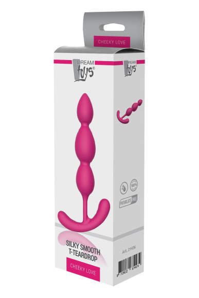 Розовый анальный стимулятор SILKY SMOOTH T-TEARDROP - 11 см.