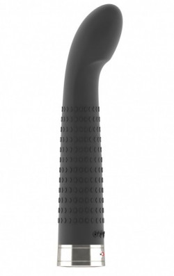 Чёрный вибратор с загнутым кончиком Jet - 16,9 см.