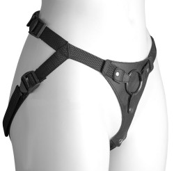 Черный женский пояс-трусики с кольцом для фиксации насадок Черный женский пояс-трусики с кольцом для фиксации насадок