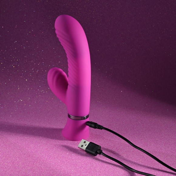 Розовый вибростимулятор-кролик Next Wave - 16,3 см.