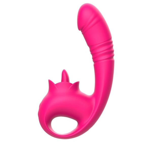 Розовый изогнутый вибратор с фрикциями - 19,7 см. Розовый изогнутый вибратор с фрикциями - 19,7 см.