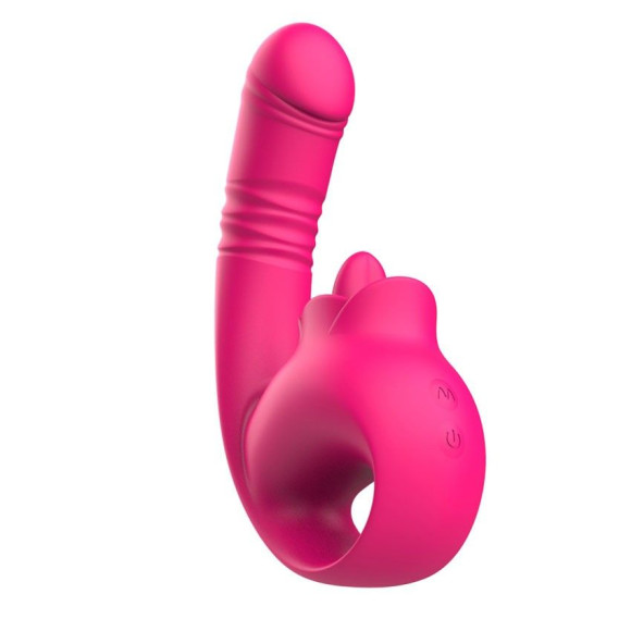 Розовый изогнутый вибратор с фрикциями - 19,7 см. Розовый изогнутый вибратор с фрикциями - 19,7 см.