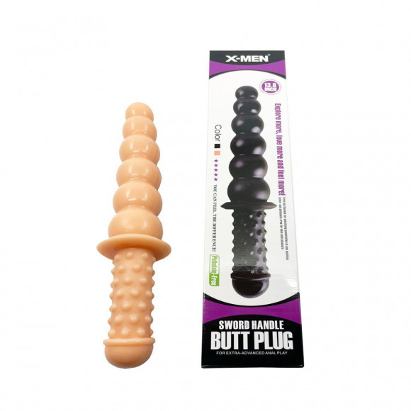 Телесный рельефный анальный стимулятор-жезл - 35 см. Телесный рельефный анальный стимулятор-жезл - 35 см.