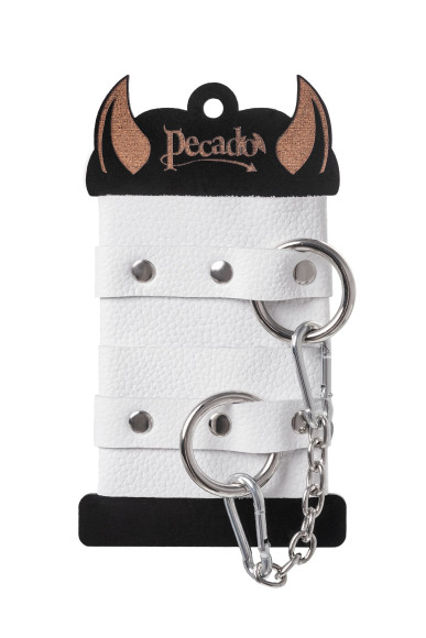 Белые мягкие кожаные наручники с люверсами