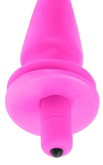 Розовая анальная вибропробка Vibrating Butt Plug - 14,5 см.