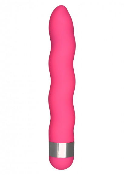 Розовый волнистый вибратор Funky Wave - 19 см.